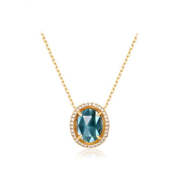 Penfine Jewelry - 10x8mm London Blue Topaz/Garnet/Pink Crystal Penda Penfine Jewelry - 10x8mm London Blue Topaz/Garnet/Pink Crystal Penda